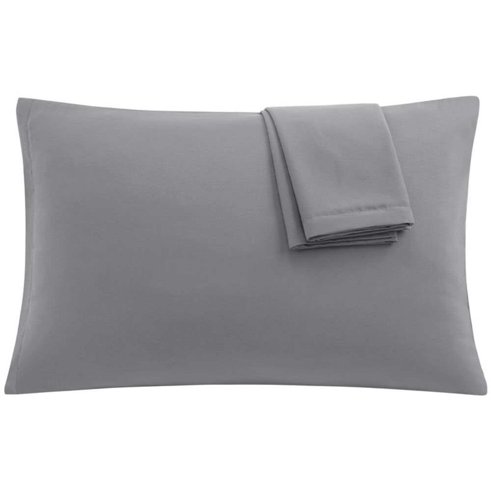 2pcs Pillow Cases Soft Microfiber Pillowcases with Zipper (20"x30") Grey